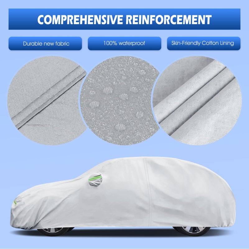 Migaven Car Cover Custom Fit for Volkswagen Beetle 2 Door 1998-2019, Migaven Waterproof Full Exterior Cover Sun Rain Protection with Door Zipper and Cotton Lining - Image 3